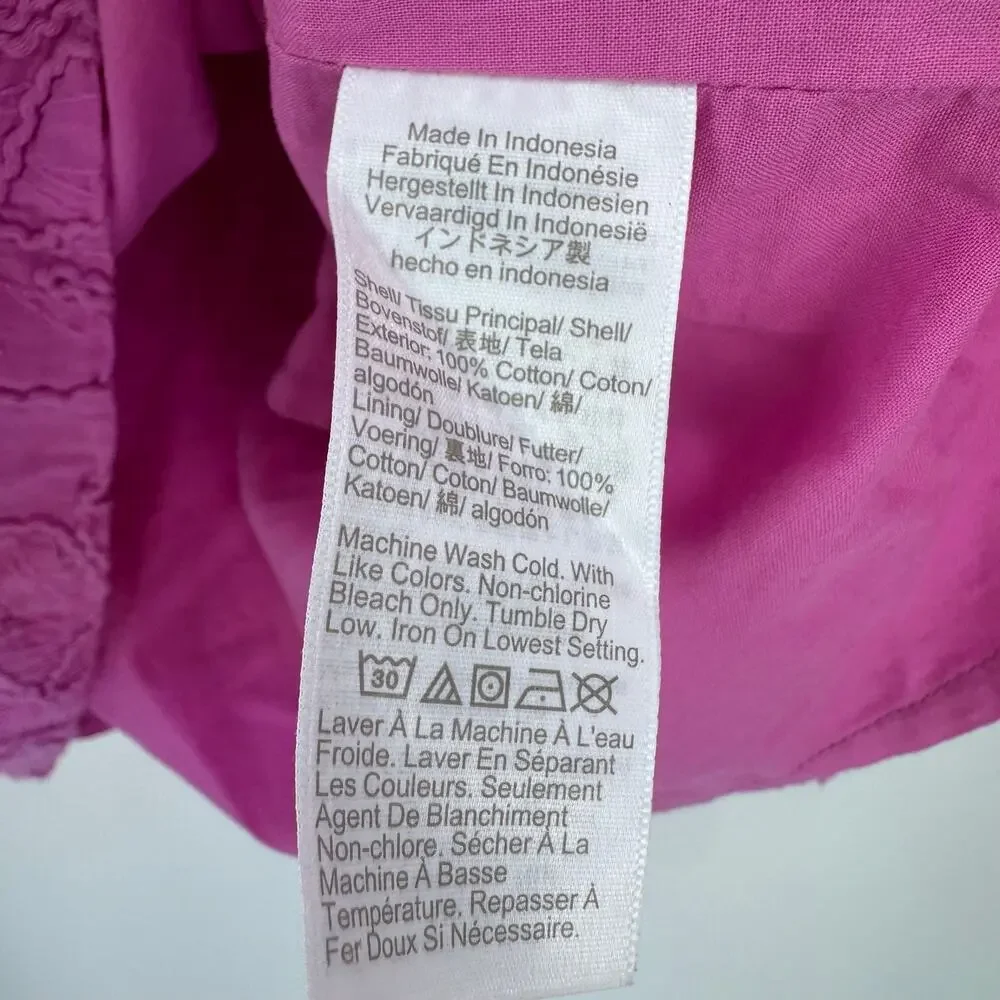 J. Crew Women's Embroidered Puff-Sleeve Mini Dress Coquette Pink Size 10 NWT